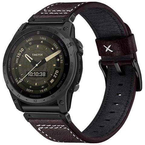Cinturino In Pelle Premium Compatibile Con Garmin Fenix 8/7x/3 - Elegante Cinturino Di Ricambio Brown 22 Mm - Foto 2