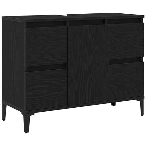 Mobile lavabo Nero Rovere 80x33x60 cm in legno ingegnerizzato - Foto 1