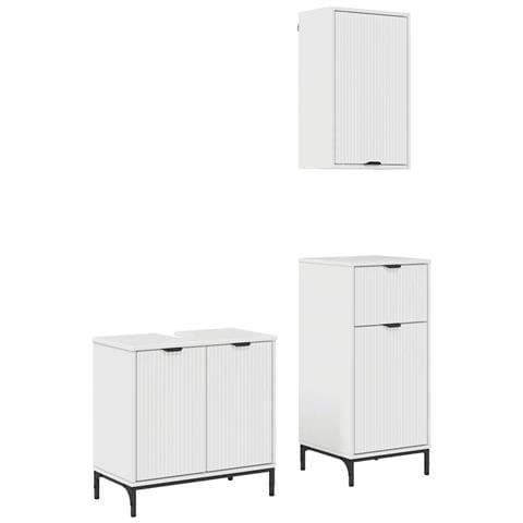 Set di mobili per il bagno con cassetto 3 pcs Bianco lucido - Foto 1