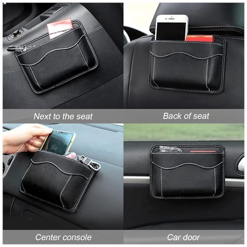 Borsa Portaoggetti Adesiva Per Auto - Organizer In Pelle Pu Per Telefoni E Piccoli Oggetti - Foto 5