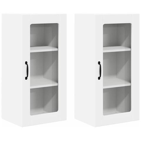 Pensile cucina 2 pcs Bianco 40 x 31 x 80 cm Legno multistrato - Foto 1