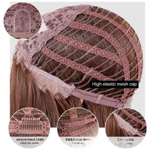 Parrucca Castana Con Frangia - Capelli Sintetici Termoresistenti Per Feste, Cosplay E Uso Quotidiano - Foto 4