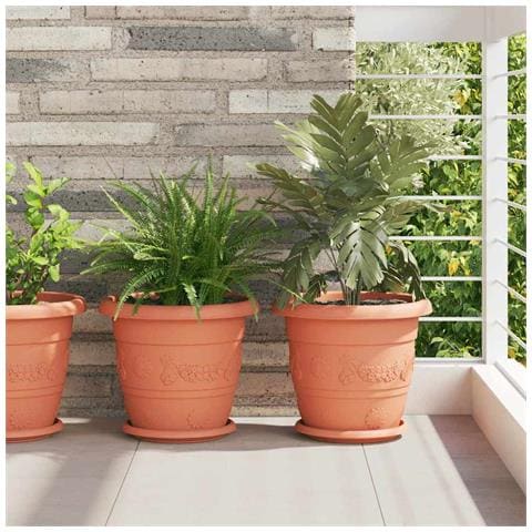 Vassoio Rotondo per Fiori 24 pcs Rosso Mattone Ø 21,5 x 2,5 cm - Foto 2