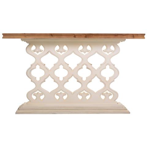 Mobile Da Ingresso In Legno Bianco Intagliato 142x30x78,50h - Foto 2