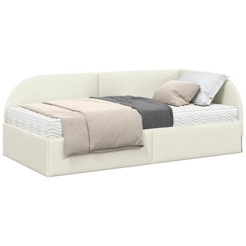 Struttura Letto Angolare con Materasso 2 pcs Crema Velluto - Foto 1