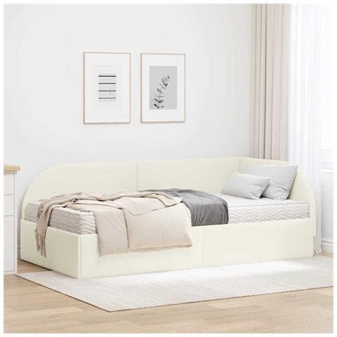 Struttura Letto Angolare con Materasso 2 pcs Crema Velluto - Foto 2