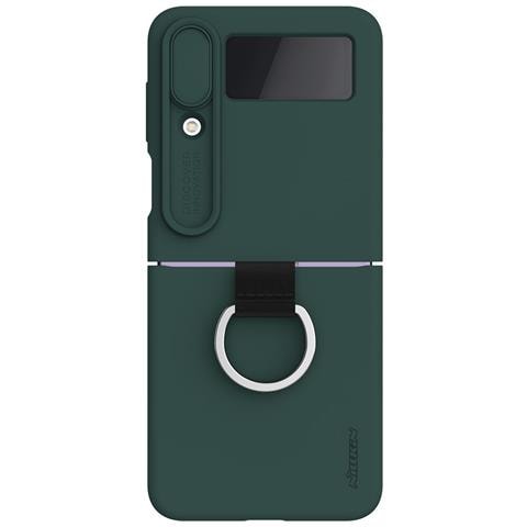 Cover per Galaxy Z Flip4 5G - Silicone, Verde, Con Anillo - Foto 1