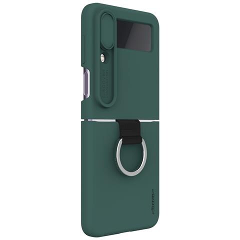 Cover per Galaxy Z Flip4 5G - Silicone, Verde, Con Anillo - Foto 2