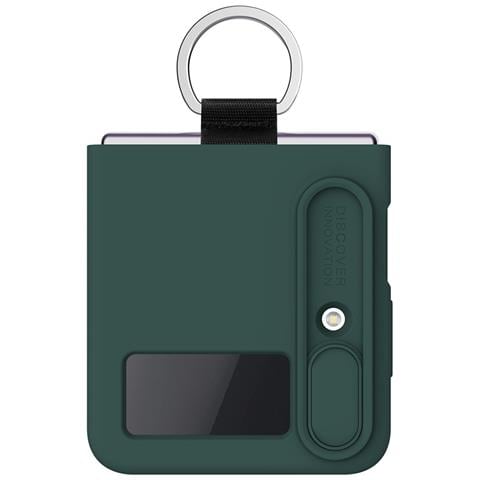 Cover per Galaxy Z Flip4 5G - Silicone, Verde, Con Anillo - Foto 4