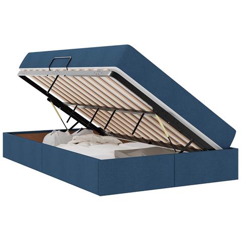 Letto con contenitore e materasso Blu 120 x 190 cm Poliestere - Foto 1