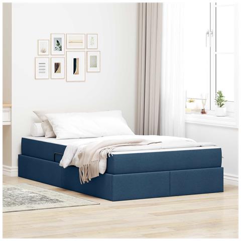 Letto con contenitore e materasso Blu 120 x 190 cm Poliestere - Foto 2