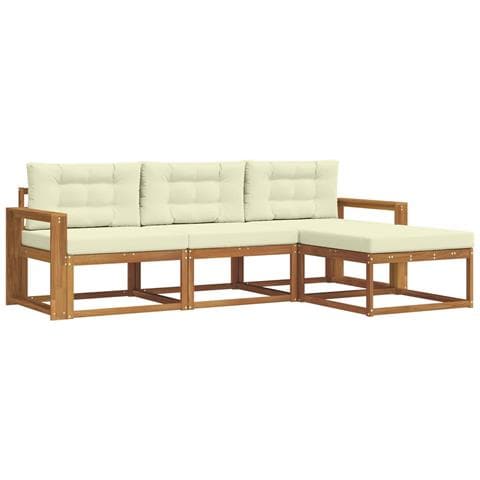 Set di divani da esterno con cuscino 4 pcs Naturale e Crema - Foto 1