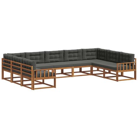 Set di divani da esterno con cuscino 9 pcs Naturale e Antracite - Foto 1