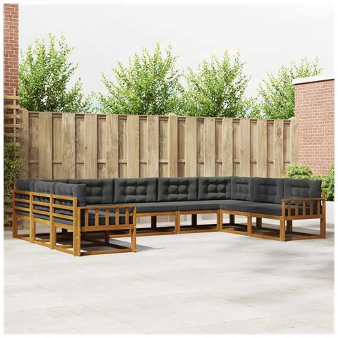 Set di divani da esterno con cuscino 9 pcs Naturale e Antracite - Foto 2