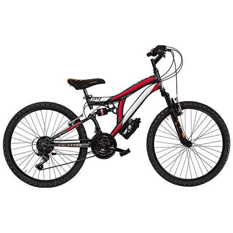 Bici Da Bambino Mtb Full Suspension Mountain Bike Cl24 Misura 24 Cambio 18v Colorado Doppia Ammortizzata - 38 Nero Rosso Opaco - Foto 1