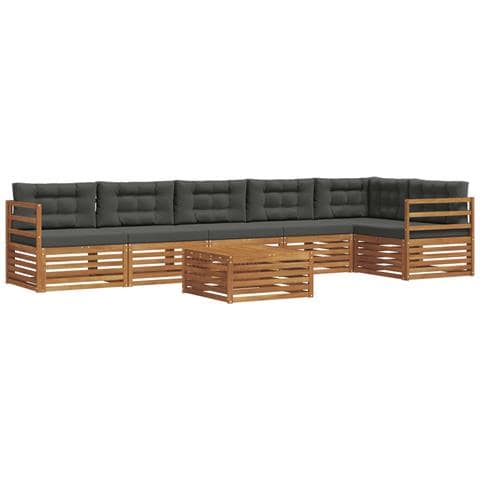 Set di divani da esterno con cuscino 7 pcs Naturale e Antracite - Foto 1