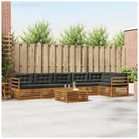 Set di divani da esterno con cuscino 7 pcs Naturale e Antracite - Foto 2