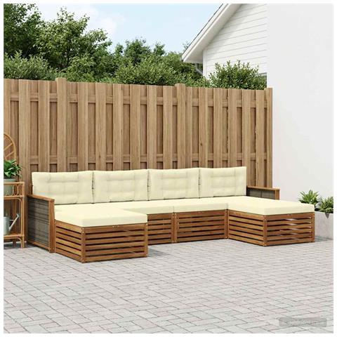 Set divani con cuscino 6 pcs Legno di Acacia Massello - Foto 2