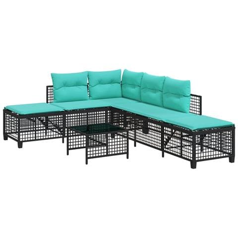 Set divano angolare da giardino a 3 pz con Cuscini in Polyrattan Nero - Foto 1