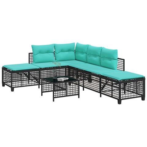 Set divano angolare da giardino a 3 pz con Cuscini in Polyrattan Nero - Foto 2