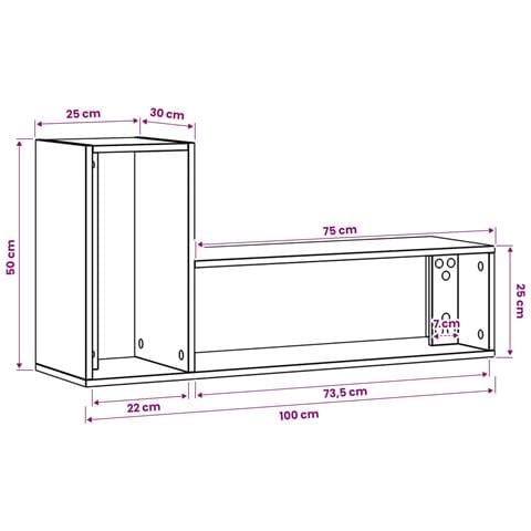 Mobile TV 100 x 30 x 50 cm Legno antico Legno ingegnerizzato - Foto 6