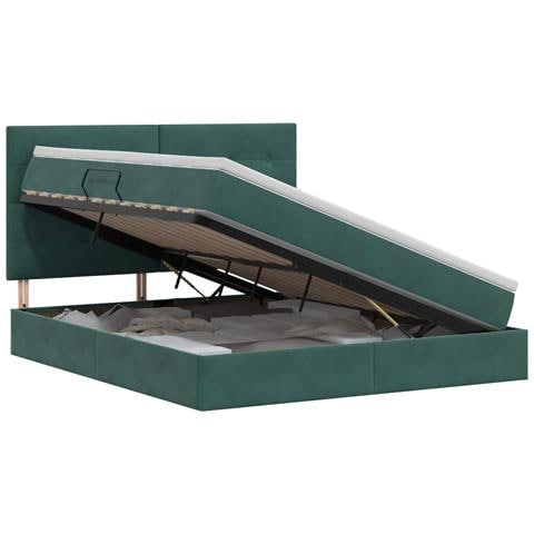 Letto con contenitore e materasso Verde Scuro 140 x 200 cm - Foto 1