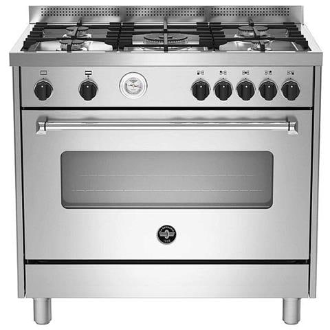 Cucina a Gas AMN965GXT 5 Fuochi a Gas Forno a Gas Ventilato Classe A+ Dimensioni 90 x 60 cm Colore Inox Serie Americana - Foto 1