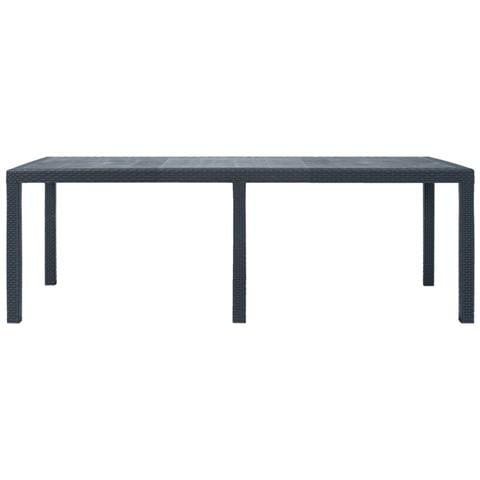 Tavolo Da Giardino Antracite 220x90x72 Cm Plastica Stile Rattan - Foto 2