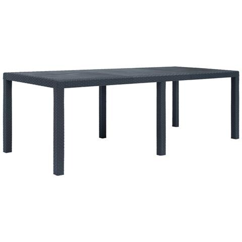 Tavolo Da Giardino Antracite 220x90x72 Cm Plastica Stile Rattan - Foto 1
