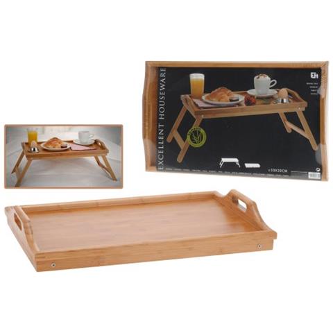 Vassoio in Legno di Bamboo con Gambe Ripiegabili 50x30 - Foto 2