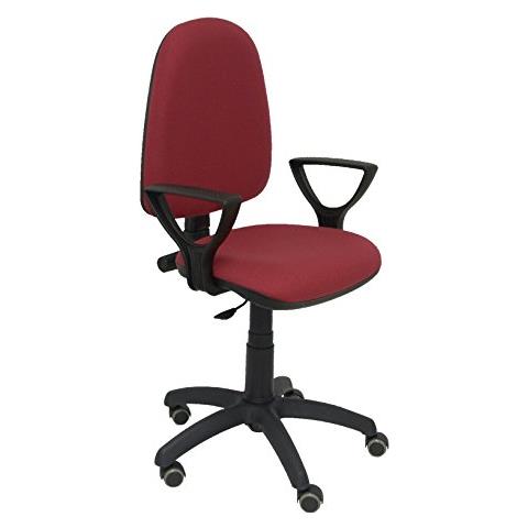 Modello 04cp Sedia Da Ufficio Ergonomica Con Meccanismo Di Contatto Permanente, Regolabile In Altezza E Ruote Parquet Sedile E Schienale Imbottiti In Tessuto Bali Colore Granato (braccioli Fissi Inclusi) - Foto 1