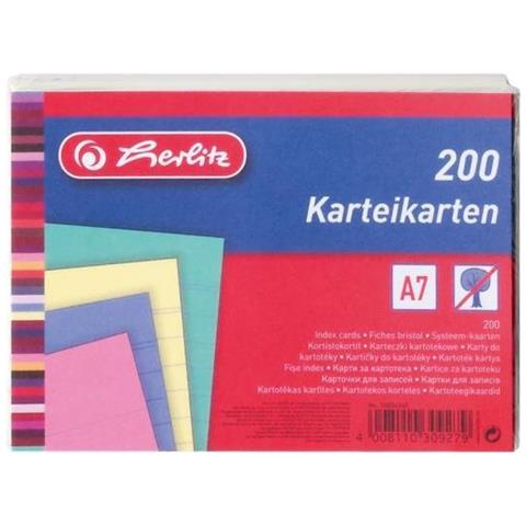 Karteikarten, Din A7, Liniert, Farbig Sortiert Aus Papier, 170 G-qm, Holzfrei, Linienfarbe: Blau, Doppelte (1083 - Foto 2