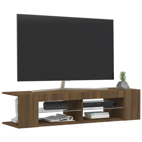 Mobile Porta TV con Luci LED Rovere Marrone 135x39x30 cm - Foto 2