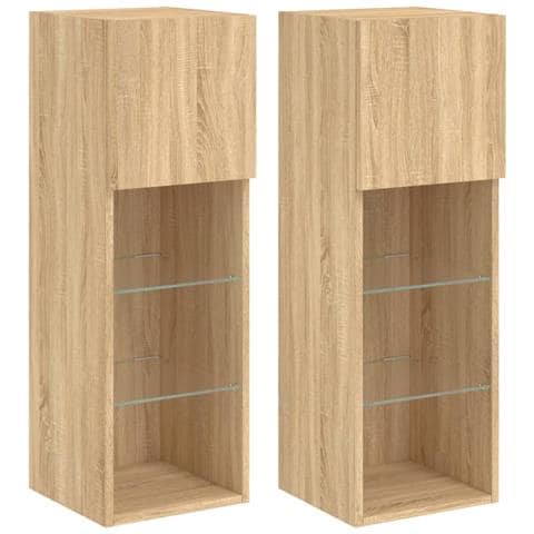 Mobili Porta Tv Con Luci Led 2 Pz Rovere Sonoma 30,5x30x90 Cm - Foto 2