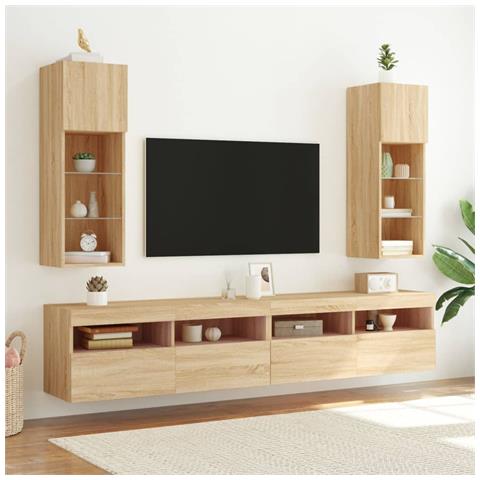 Mobili Porta Tv Con Luci Led 2 Pz Rovere Sonoma 30,5x30x90 Cm - Foto 3