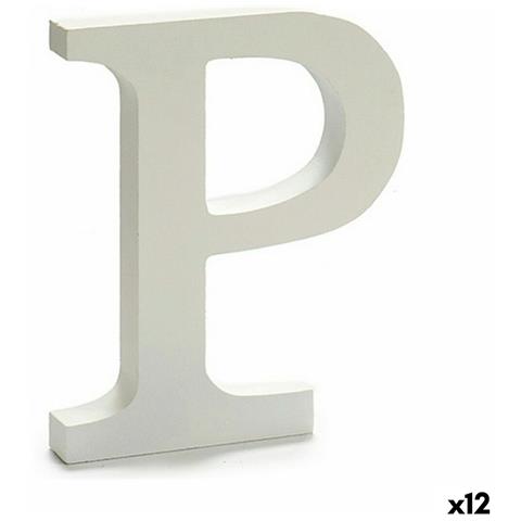 Lettera P Legno Bianco (1,8 X 21 X 17 Cm) (12 Unità) - Foto 1