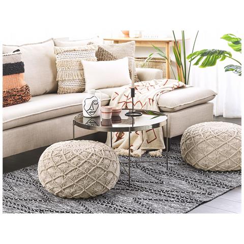 Pouf Macramè Berkane Cotone Beige - Foto 1