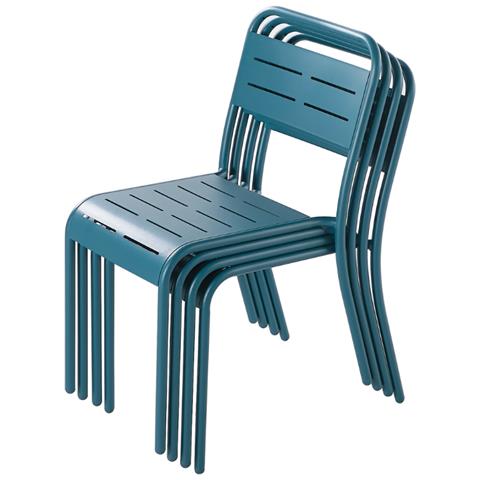 Set Di 4 Sedie In Acciaio Blu Bergame - Foto 2