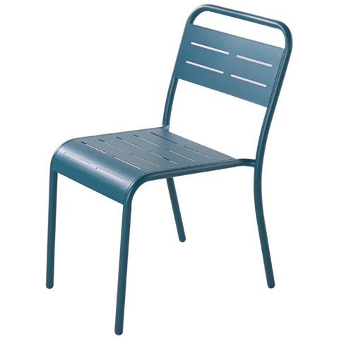 Set Di 4 Sedie In Acciaio Blu Bergame - Foto 1