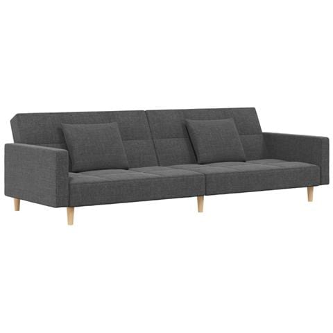 Divano Letto A 2 Posti Con 2 Cuscini Grigio Chiaro In Tessuto - Foto 1