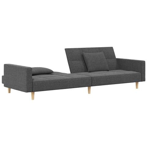 Divano Letto A 2 Posti Con 2 Cuscini Grigio Chiaro In Tessuto - Foto 2