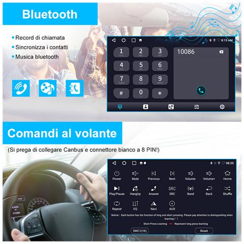 Autoradio Per Opel Meriva Corsa Zafira Vivaro Antara Tigra 7 Pollici Car Radio Con Carplay Android Auto Gps Bt Fm Rds Android 2 Din Radio 2gb+64gb (nero Lucido) - Foto 6