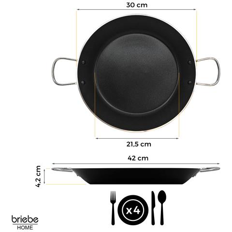 Zafrán Padella Per Paella, Induzione, 30cm, 4 Porzioni, Antiaderente Senza Pfoa Nero - Foto 8