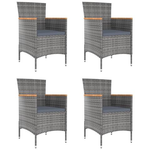 Sedie da Pranzo da Giardino 4 pz in Polyrattan Grigio - Foto 1