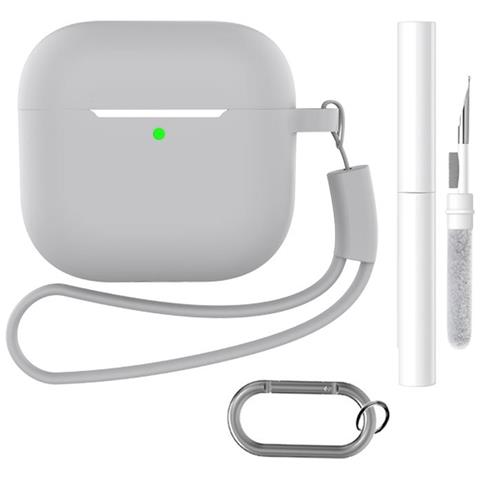 Custodia Per Airpods Con Portachiavi E Accessori Grey  Airpods 4 Piatto - Foto 3