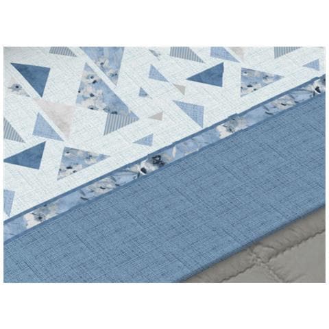 Completo Lenzuola Letto 100% Cotone Made Italy Disegno Mosaico Cn Singolo Azzurro - Foto 2