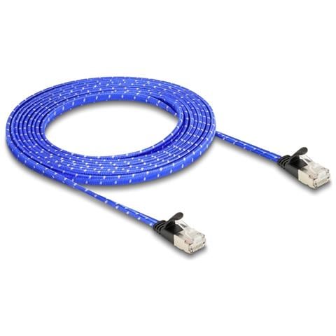 Cavo di rete piatto RJ45 con rivestimento intrecciato Cat. 6A U /FTP 3 m blu - Foto 1