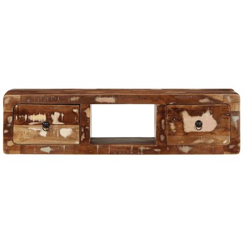 Mobile Tv A Parete 100x32x25 Cm In Legno Massello Di Recupero - Foto 2