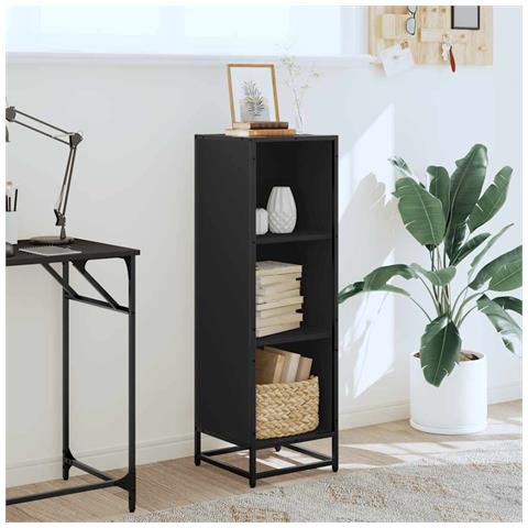 Libreria Nera 33,5x33x107,5 Cm In Legno Multistrato - Foto 3