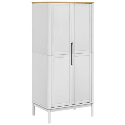Armadio Floro Bianco 77x53x171 Cm In Legno Massello Di Pino - Foto 2